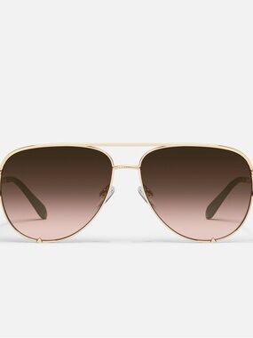 Quay Australia Gold Frame Brown Gradient Aviator Sunglasses